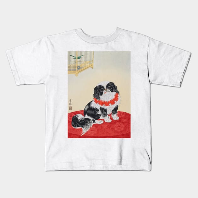 Japanese Chin by Ohara Koson Kids T-Shirt by topower